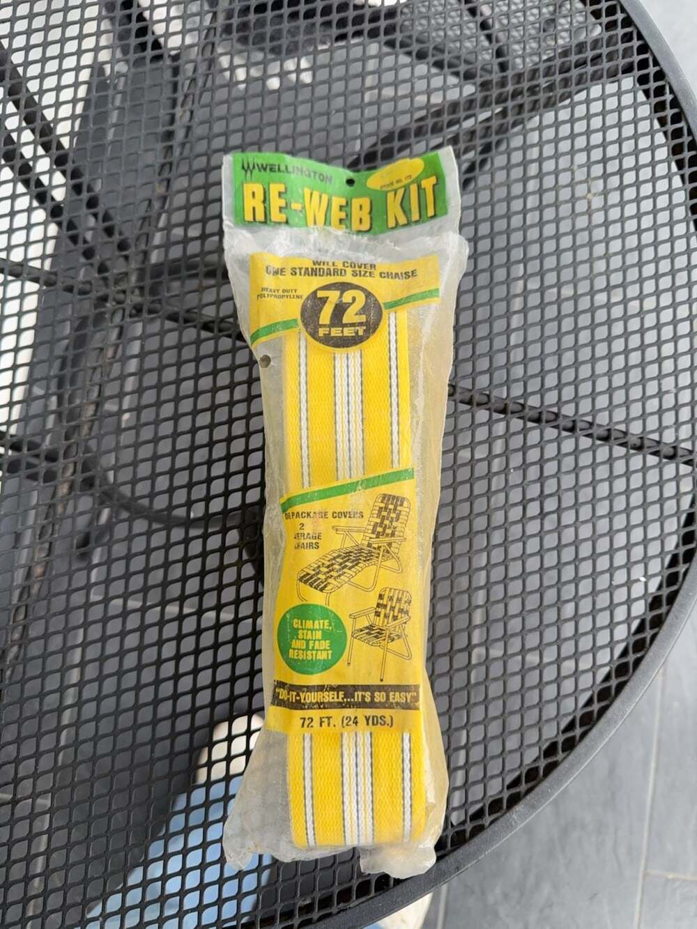 Wellington Re-Web Kit 72 Feet Yellow and White Striped Patio Furniture Webbing